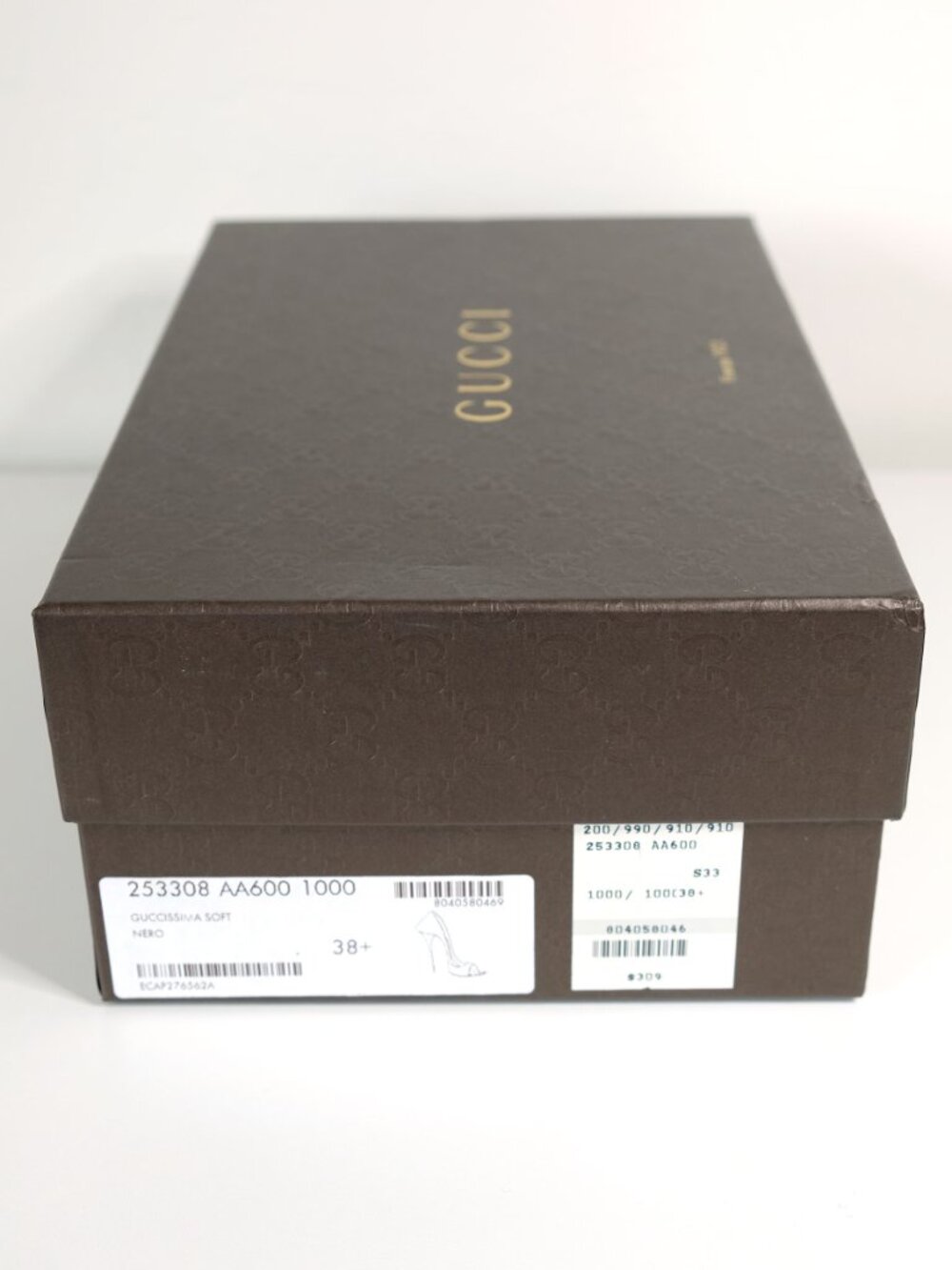 Gucci Guccissima Peep Toe Stilettos, Matte Black - Picture 13 of 16